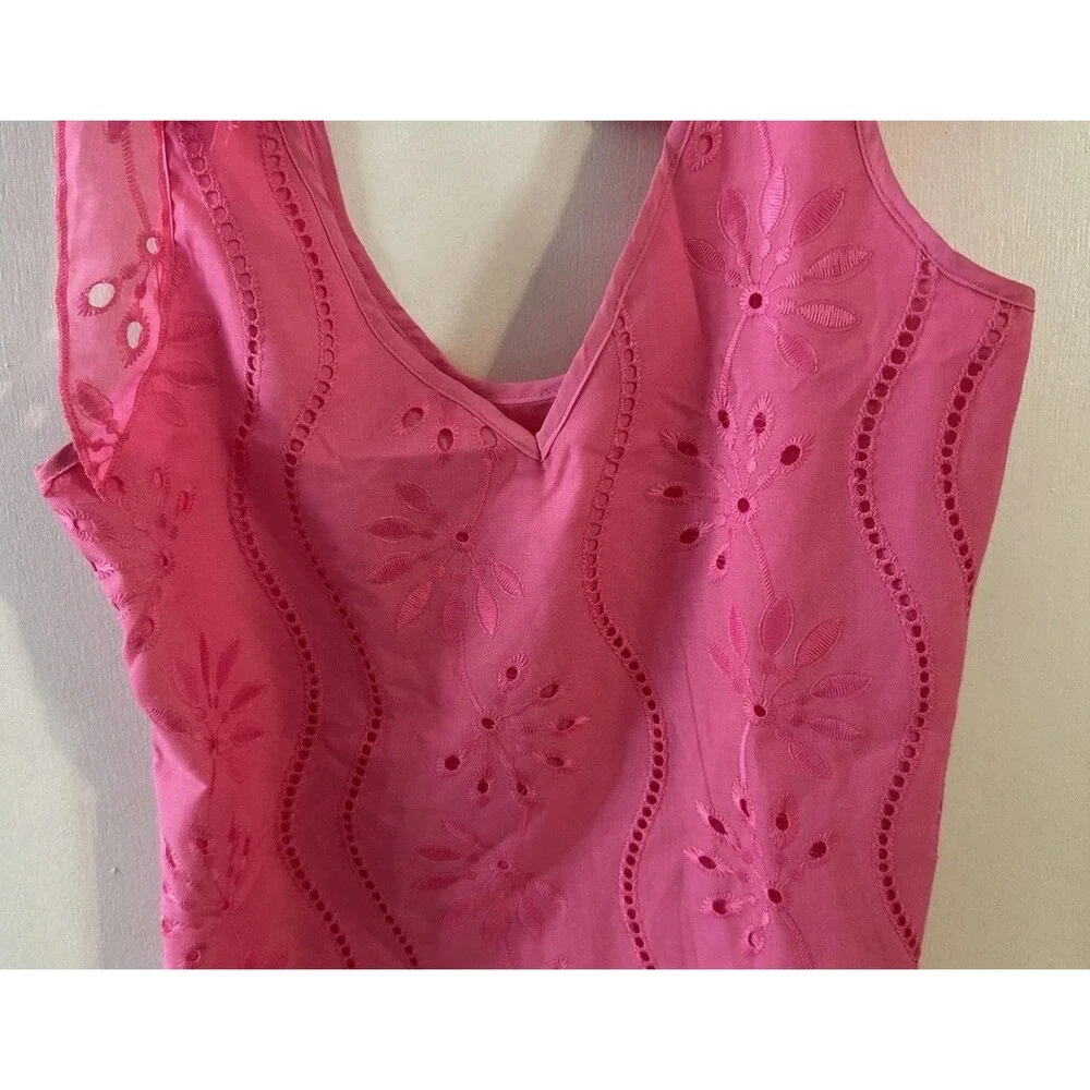 Women's Medium Ruffle Babydoll Tank Top Pink‎ Bow Coquette Romantic Y2K